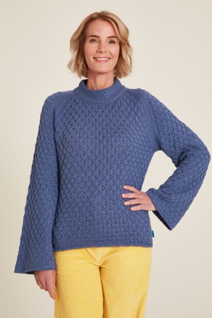 Pull indigo en maille lâche et coton bio GOTS