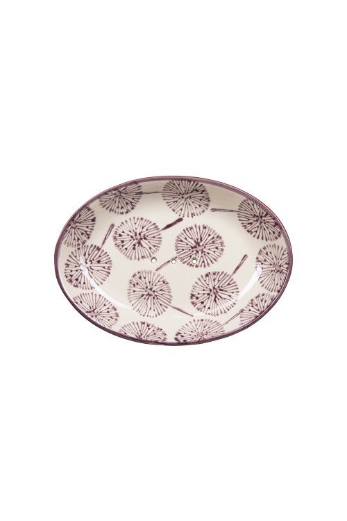 Floral Stoneware Soap Dish with Drainage