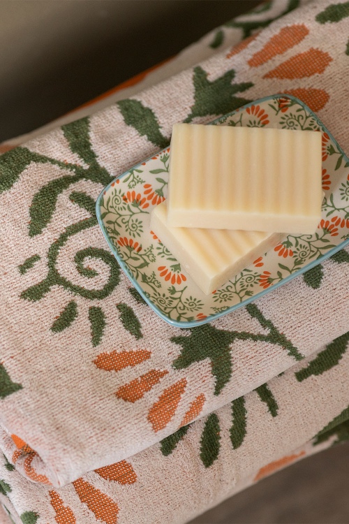 Stoneware Soap Dish FLORAL for Elegant Bathrooms