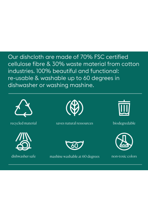 Tradisjonell oppvaskklut i økologisk bomull, sett med 2 stk.