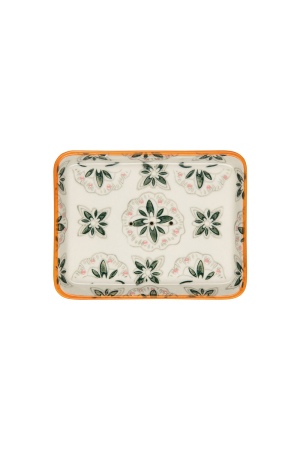 Tropical Floral Stoneware Soap Dish for Elegance