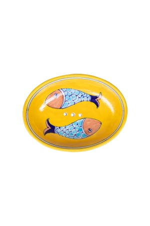 Jaipur Blue Pottery Soap Dish - Elegant Ceramic Design