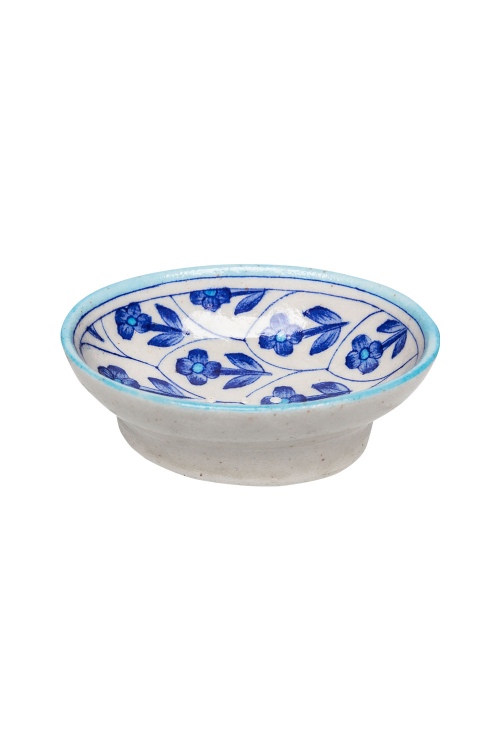 Eco-Friendly Dark Blue Oval Pottery Soap Dish