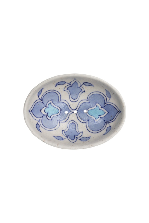 Eco-Friendly Blue Pottery Soap Dish, Oval Light Blue