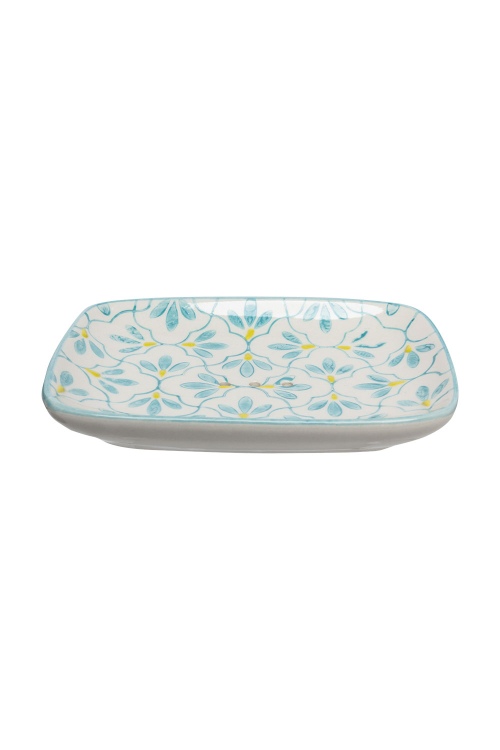 Floral Stoneware Soap Dish with Drainage