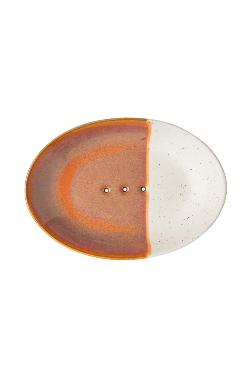 Rustic Stoneware Soap Dish with Two-Tone Glaze