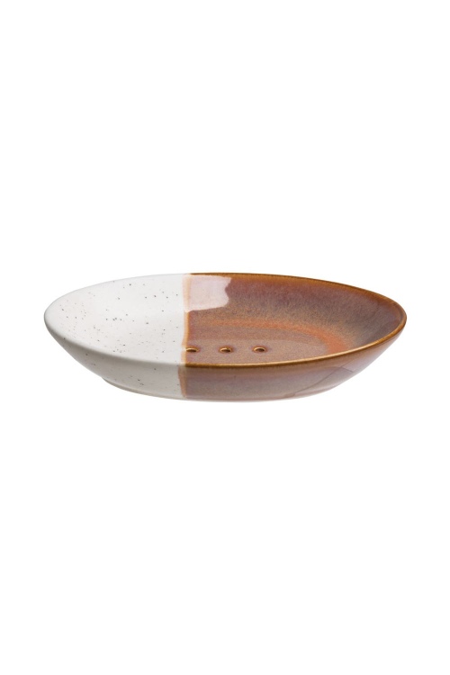 Rustic Stoneware Soap Dish with Two-Tone Glaze