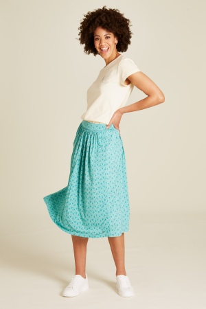 Long skirt made from EcoVero viscose™ lagoon