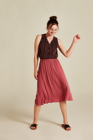 Long skirt made from EcoVero viscose™ rose wine