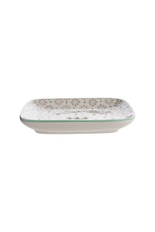 Stoneware Soap Dish with Elegant Patterns