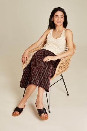 Midi skirt in linen look black 1