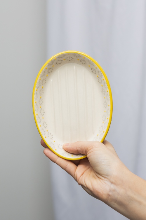 Stoneware Soap Dish with Ornate Patterns