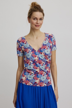 Shirt in wrap look blue bloom