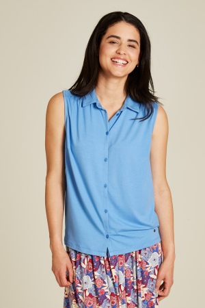 Feminine blouse made of EcoVero™ viscose marina