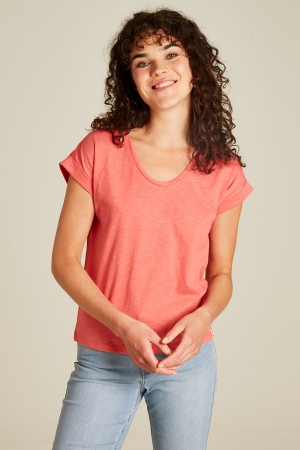 Loose shirt made of organic cotton coral