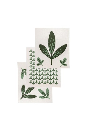 Eco Sponge Cloth Set of 3: Leaves Design