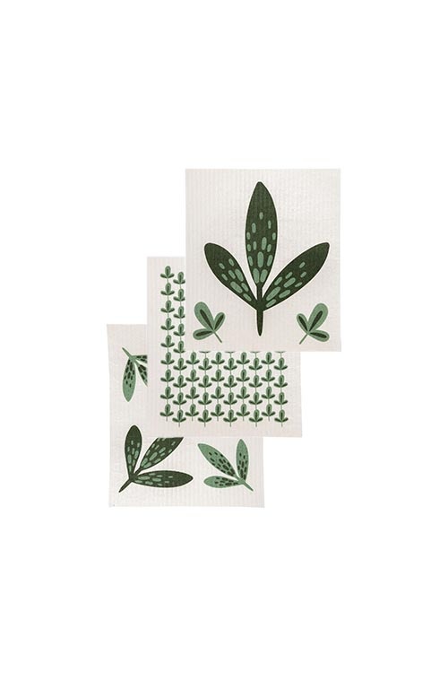 Eco Sponge Cloth Set of 3: Leaves Design