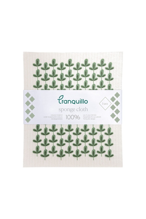 Eco Sponge Cloth Set of 3: Leaves Design