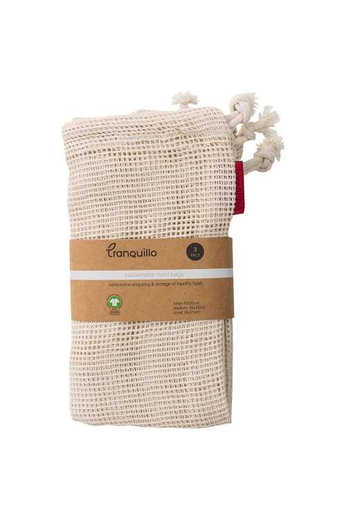 Eco-Friendly Organic Cotton Foodbags - Set of 3