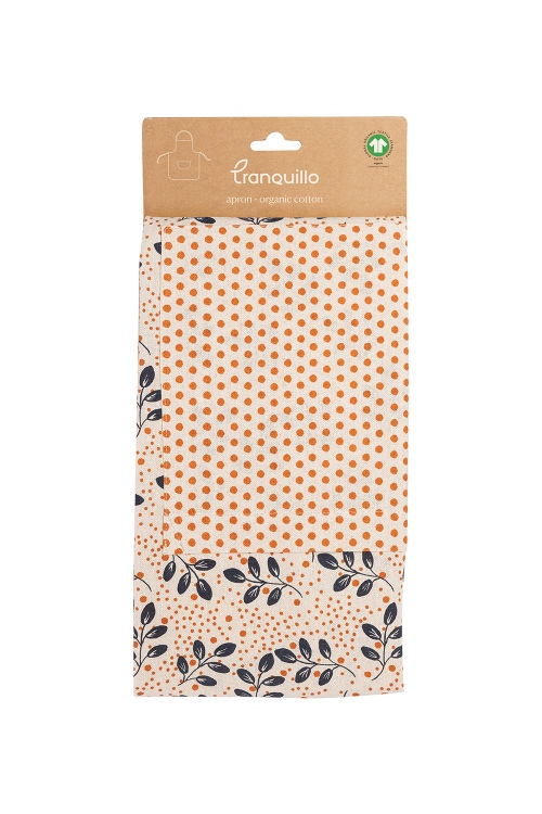 Tablier de cuisine FEUILLES en coton bio GOTS