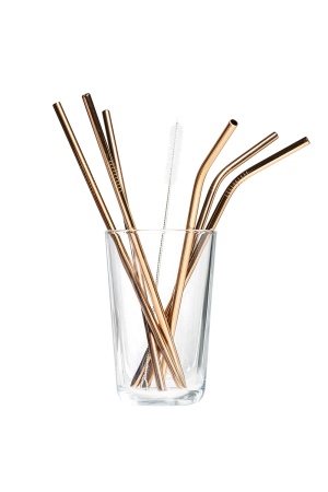 Rose Gold Metal Straw Set of 6 - Eco-Friendly Stainless