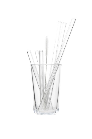 Set di 6 Cannucce in Vetro Borosilicato Sostenibili