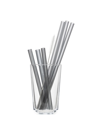 Smokey Glass Cocktail Straws - Set of 6 Durable Borosilicate