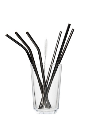 Eco-Friendly Black Metal Straw Set of 6