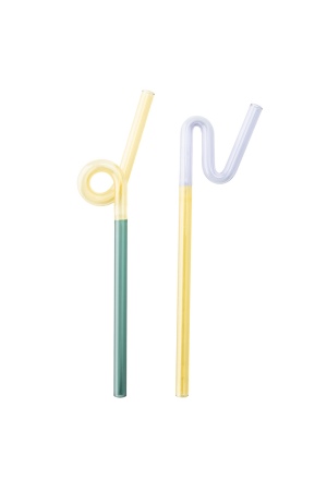 Rainbow Glass Straws, Set of 2 - Eco-Friendly and Stylish