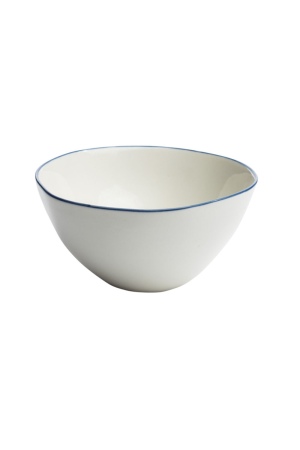 Miska PORCELANOWA CLASSIC 12 cm z niebieskim obrzeżem